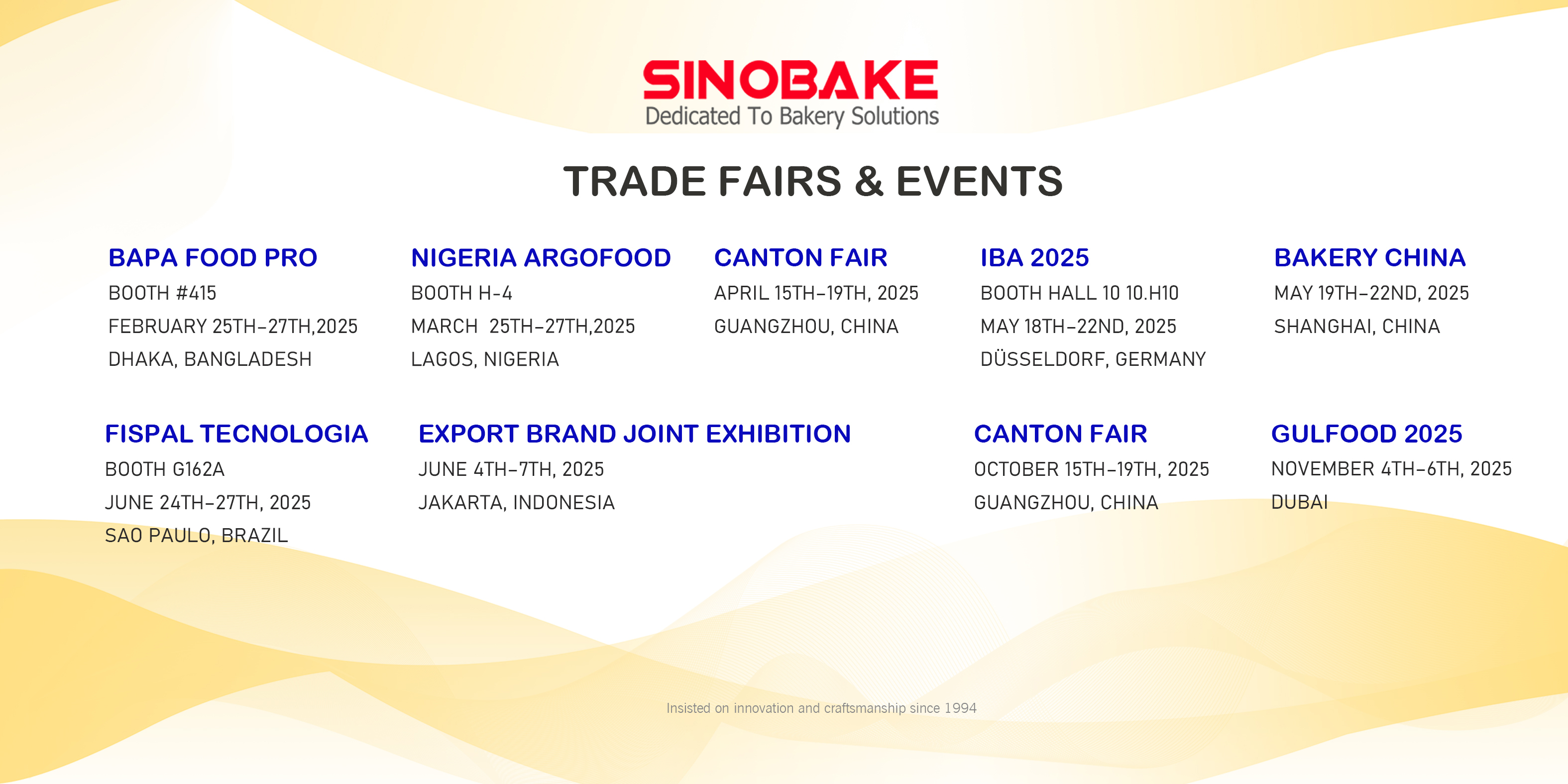 SINOBAKE upcoming events 2025