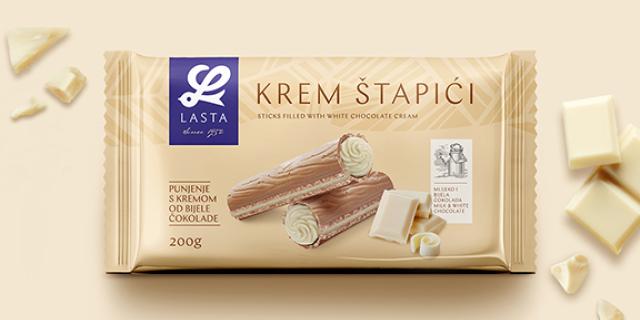 Biscuits CREAM STICKS WITH WHITE CHOCOLATE produced by LASTA