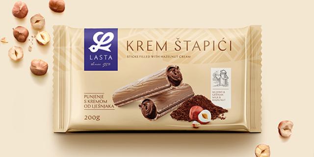 Biscuits CREAM STICKS WITH HAZELNUT produced by LASTA