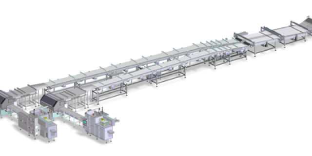 Equipment Fully automated handling and packaging line for biscuits on edge X-Fold style produced by IMA FLX HUB