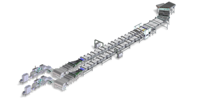 Equipment Fully automated line for handling and packaging biscuits on edge in flow pack style produced by IMA FLX HUB