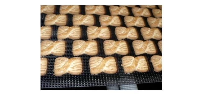 products on rolled bake oven belt