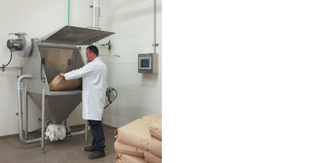 Bag dump stations allow bakers to supply holding bins above the blender with a variety of materials.