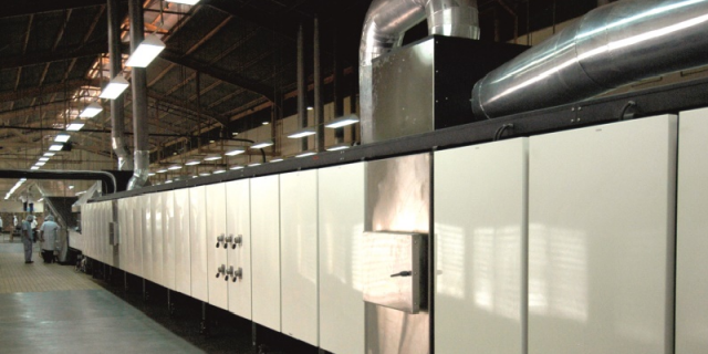 Heat Recovery Zone. Top right of the image shows the collection pipe, fan casing and delivery of hot gases to the zone.
