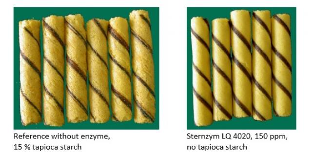 Effect of the use of a “wafer enzyme” on the quality of two-coloured sweet wafer rolls